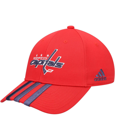 Shop Adidas Originals Men's Red Washington Capitals Locker Room Three Stripe Adjustable Hat