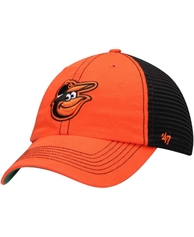Shop 47 Brand Men's Orange Baltimore Orioles Trawler Clean Up Trucker Hat