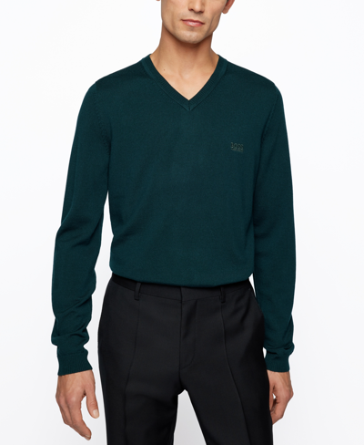 Hugo Boss Boss Men's Regular-fit V-neck Extra-fine Merino Wool Sweater In  Light Green | ModeSens