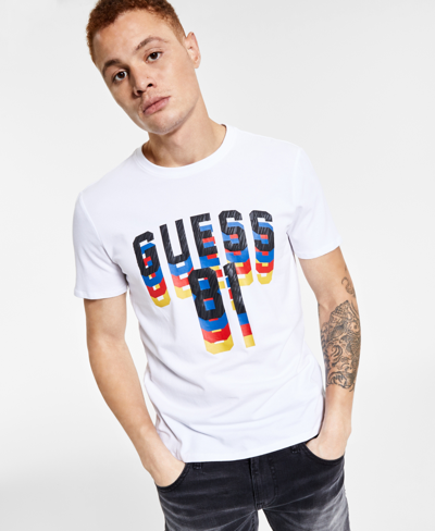 Guess Men's Dripping Logo T-shirt In Pure White | ModeSens
