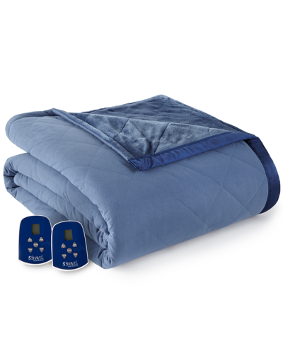 Shop Shavel Micro Flannel To Ultra Velvet Full Electric Comforter/blanket In Indigo