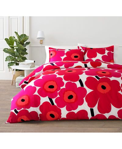 Marimekko Unikko 3-pc. King Comforter Set Bedding In Dark Red