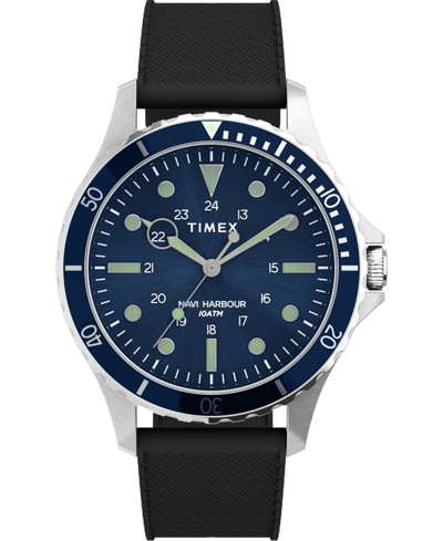 Shop Timex Men's Navi Black Silicone Strap Watch 41mm