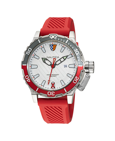 Shop Nautica Men's Analog Red Silicone Strap Watch 46 Mm