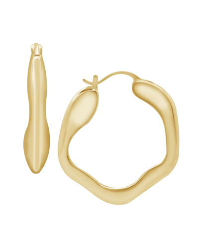 Shop Essentials Gold Or Silver Plated Wave Look Click Top Earrings In Gold-plated