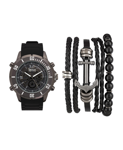 Shop American Exchange Men's Shiny Black Analog Quartz Watch And Stackable Gift Set