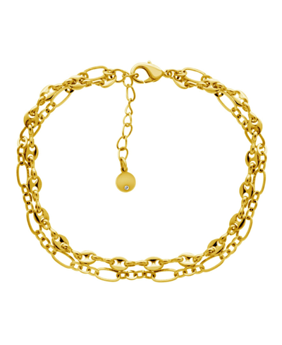 Shop Essentials Gold Or Silver Plated Marine Double Chain Bracelet In Gold-plated