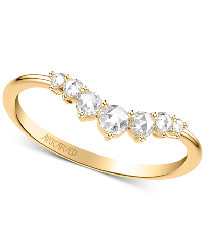 Shop Art Carved Diamond Rose-cut Wedding Band (1/5 Ct. T.w.) In 14k Gold In Yellow Gold