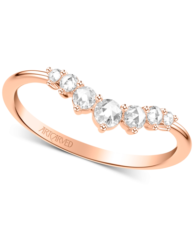 Shop Art Carved Diamond Rose-cut Wedding Band (1/5 Ct. T.w.) In 14k Gold In Rose Gold
