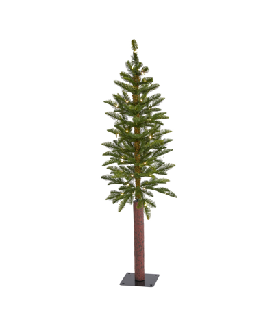 Shop Nearly Natural Alaskan Alpine Artificial Christmas Tree With 50 Clear Microdot Multifunction Led Lights And 56 Bend In Green