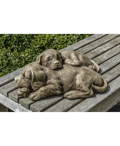 Shop Campania International Nap Time Puppies Garden Statue In Dark Gray