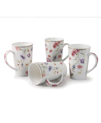 Shop Lorren Home Trends Tall Mugs By  Floral Design, Set Of 4 In Multi