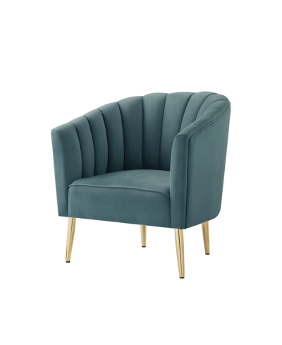 Shop Nicole Miller Cecilio Velvet Tufted Accent Chair With Tapered Metal Legs In Teal