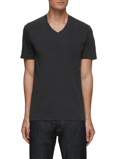 Shop James Perse Lightweight Combed Cotton V-neck T-shirt In Grey