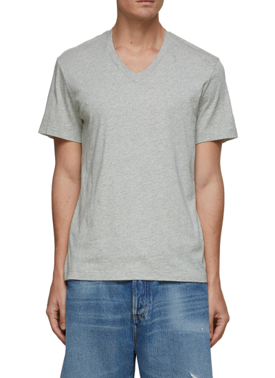 Shop James Perse Lightweight Combed Cotton V-neck T-shirt In Grey