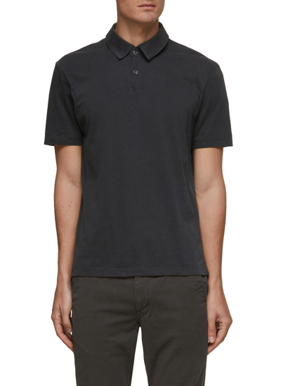 Shop James Perse Lightweight Supima Cotton Polo Shirt In Grey