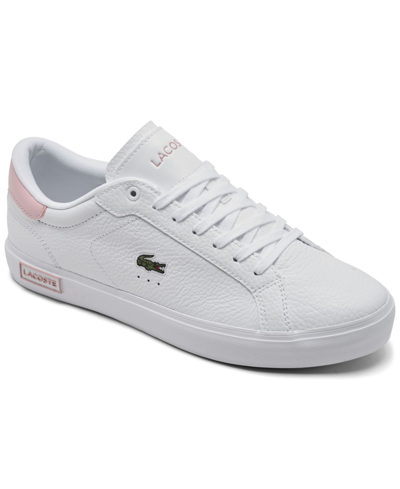 Shop Lacoste Women's Powercourt Casual Sneakers From Finish Line In White/light Pink
