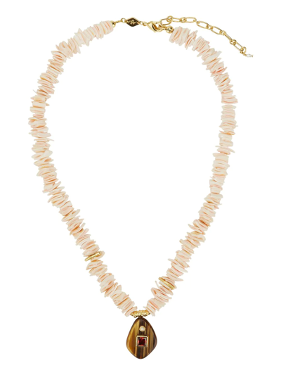 Shop Anni Lu Foxy Puka Pendant Necklace In Pink