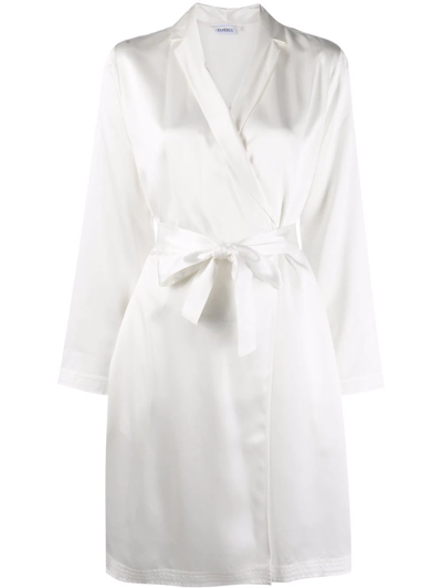 Shop La Perla Belted Silk Robe In White