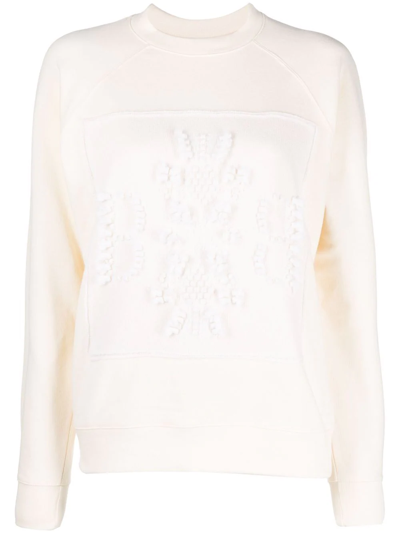 Shop Barrie Embroidered Panelled Sweatshirt In White