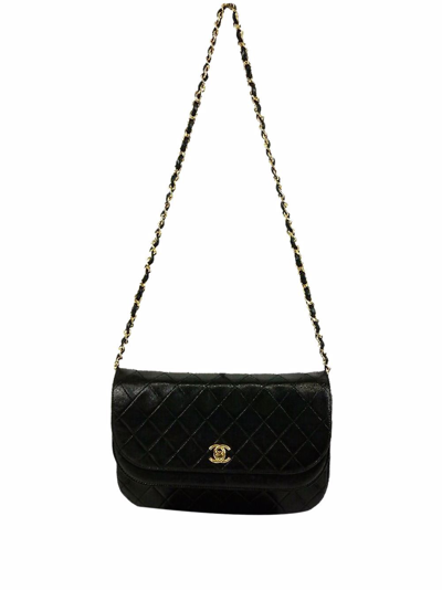 Pre-owned Chanel Diamond-quilted Flap Shoulder Bag In Black