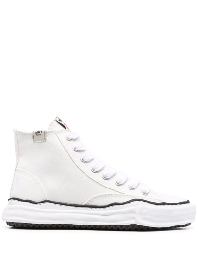 Shop Miharayasuhiro High-top Lace-up Sneakers In White