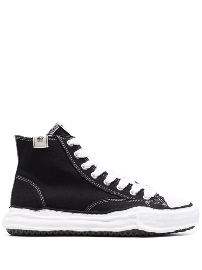 Shop Miharayasuhiro High-top Lace-up Sneakers In Black