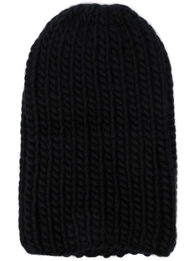 Shop I Love Mr Mittens Chunky Ribbed-knit Wool Beanie In Black