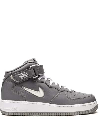 Shop Nike Air Force 1 Mid Qs "jewel Nyc Cool Grey" Sneakers