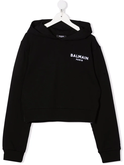 Shop Balmain Chest Logo-print Hoodie In Black