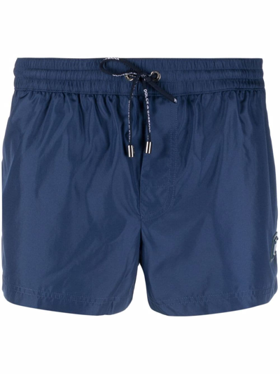 Shop Dolce & Gabbana Drawstring Mini Swim Shorts In Blue