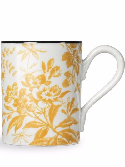 Shop Gucci Herbarium Porcelain Mug In Yellow