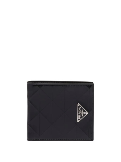 Shop Prada Triangle-panelled Logo-plaque Wallet In Black