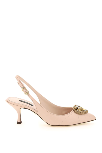 Shop Dolce & Gabbana Devotion Nappa Leather Slingback Pumps In Pink