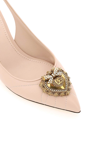 Shop Dolce & Gabbana Devotion Nappa Leather Slingback Pumps In Pink