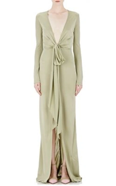 Givenchy Fluid Viscose Jersey Dress With Knot, Light Green In Sage |  ModeSens