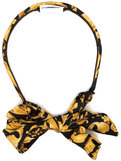 Shop Versace Barocco-print Silk Headband In Schwarz