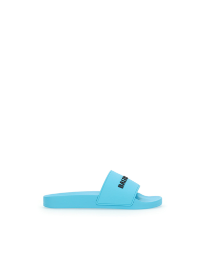 Shop Balenciaga Sandals In Turquoise/black