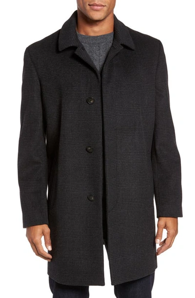Shop Hart Schaffner Marx Turner Plaid Wool Blend Topcoat In Dark Charcoal