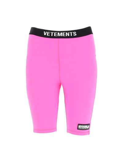 Shop Vetements Shorts In Hot Pink / Black