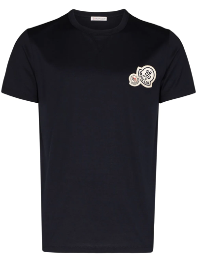 Shop Moncler Logo Patch Short-sleeve T-shirt In Blue