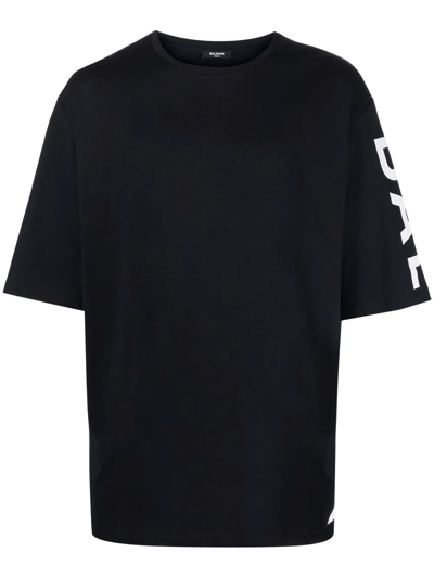 Shop Balmain Side Logo-print Oversize T-shirt In Black