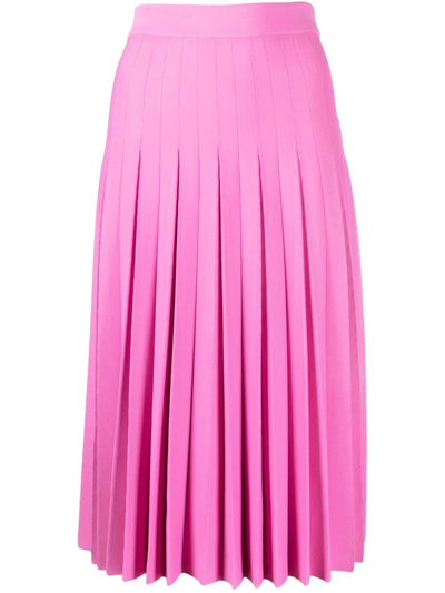 Shop Balenciaga Pleated Midi Skirt In Pink