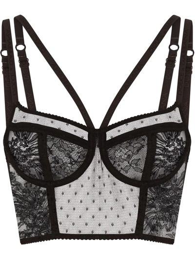 Shop Dolce & Gabbana Lace Bustier Top In Black