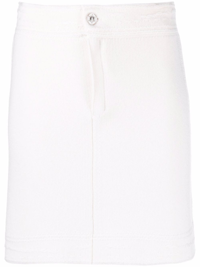 Shop Barrie Cashmere-blend Mid-rise Skirt In White