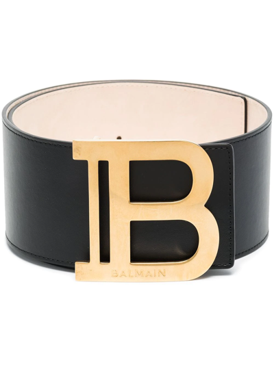 Shop Balmain B-logo Wide Belt In Black