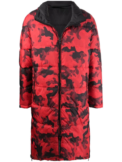 Michael Kors Camouflage-print Reversible Coat In Red | ModeSens