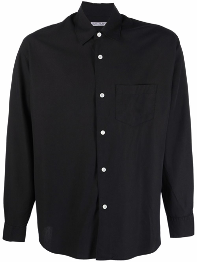 Shop Our Legacy Button-up Silk Shirt In Black