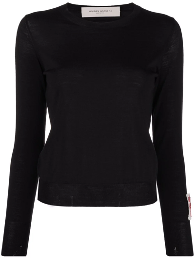 Golden Goose Logo-patch Wool Jumper In Black