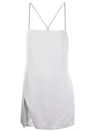 Shop Attico Fujiko Crystal-strap Mini Dress In Grey